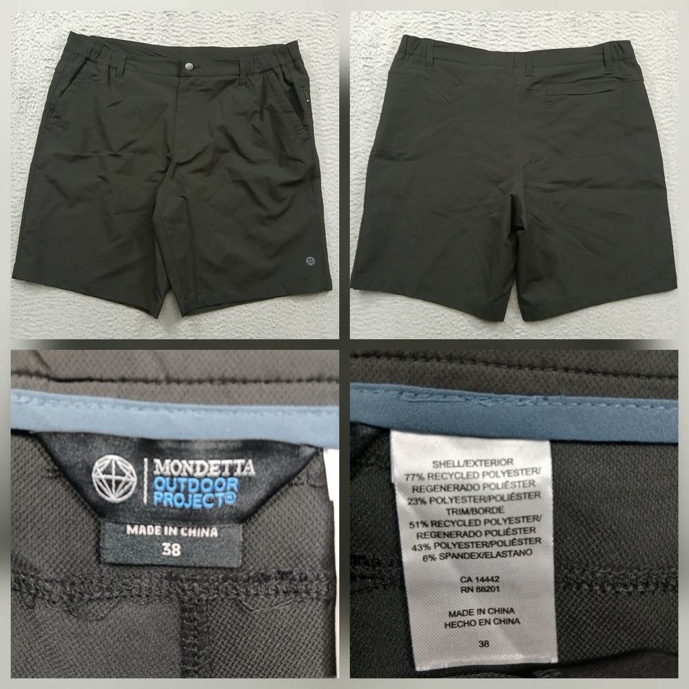 Mondetta Outdoor Project Shorts Mens 38 Dark Green Stretch Hiking